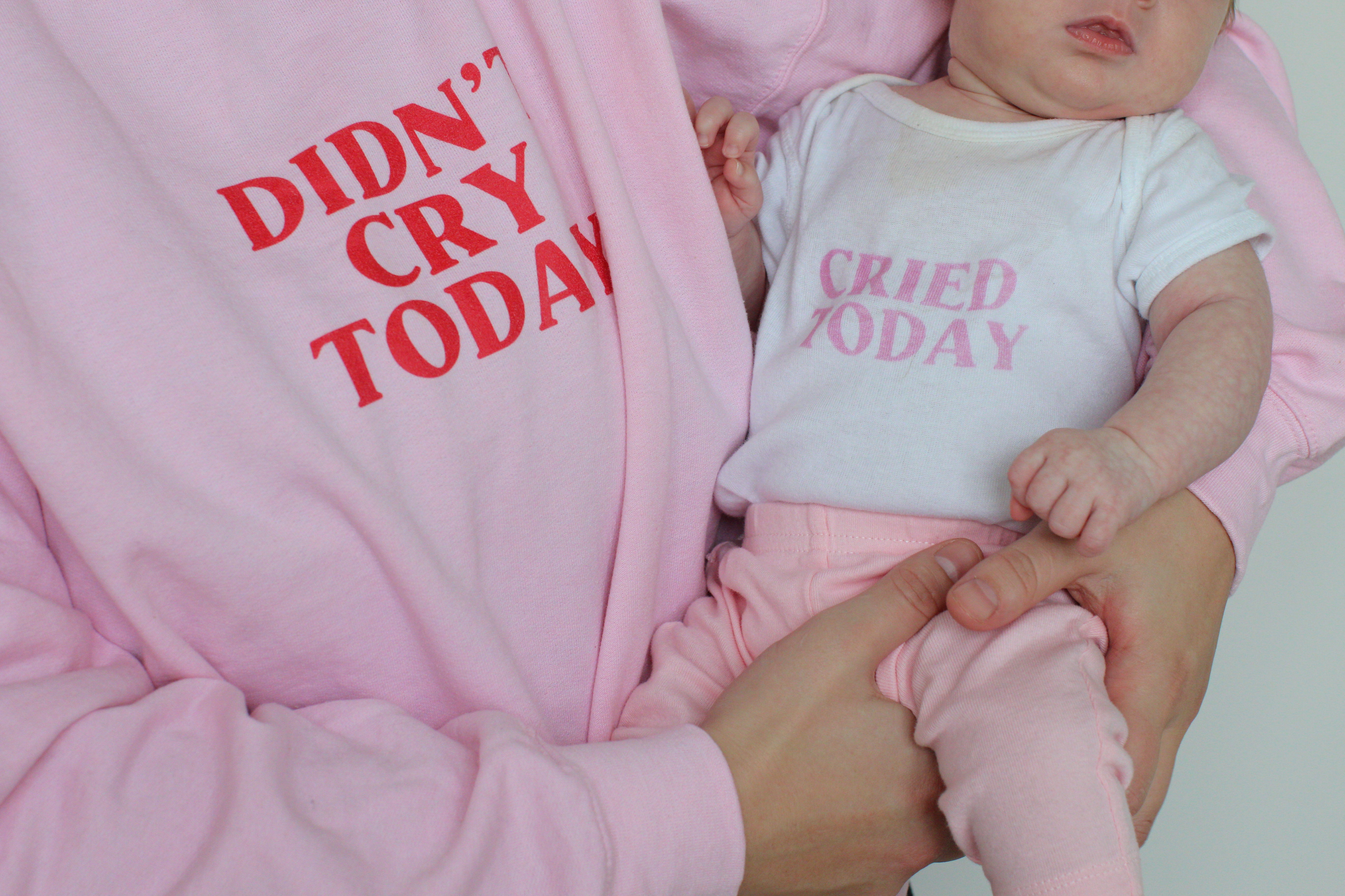 DIDN'T CRY TODAY PINK CREWNECK