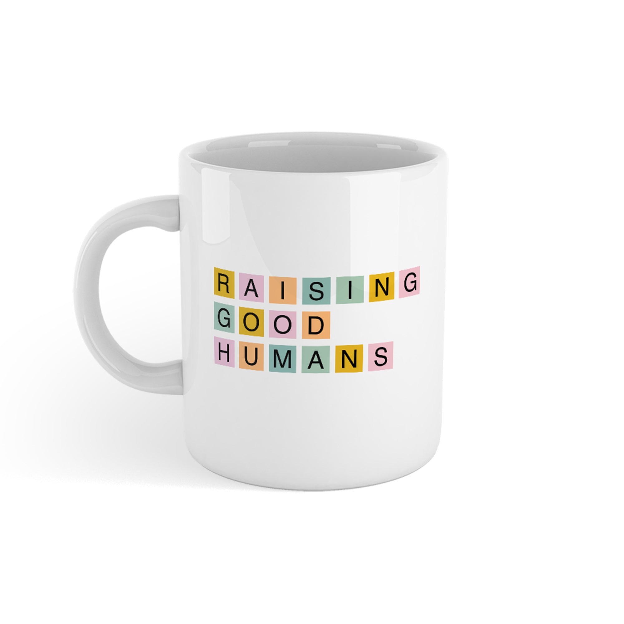 Raising Good Humans Signature White Mug