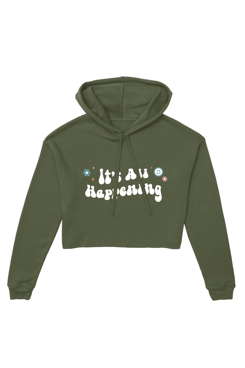 Its All Happening Forest Cropped Hoodie